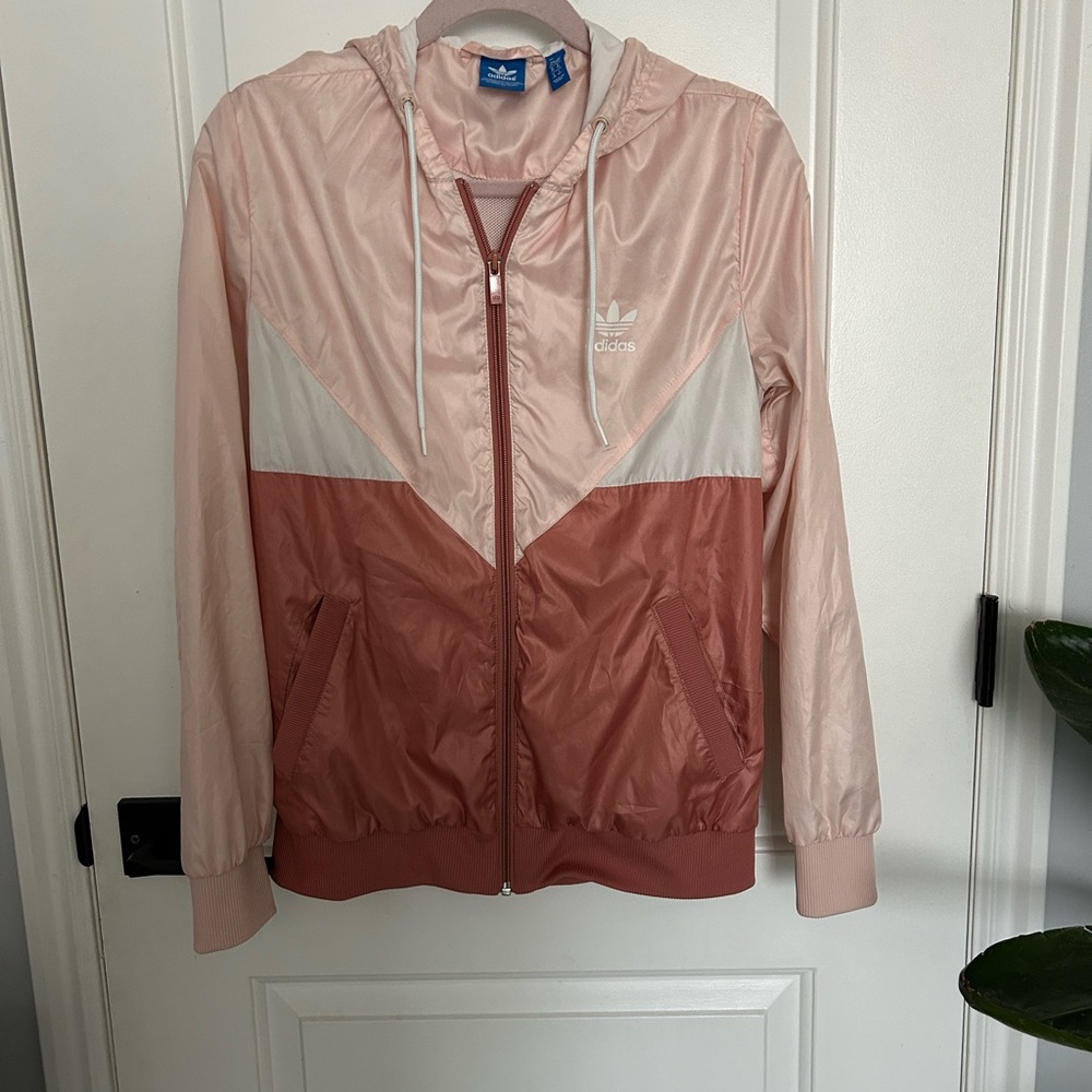 Adidas Women's Pink and White Jacket